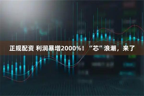 正规配资 利润暴增2000%！“芯”浪潮，来了